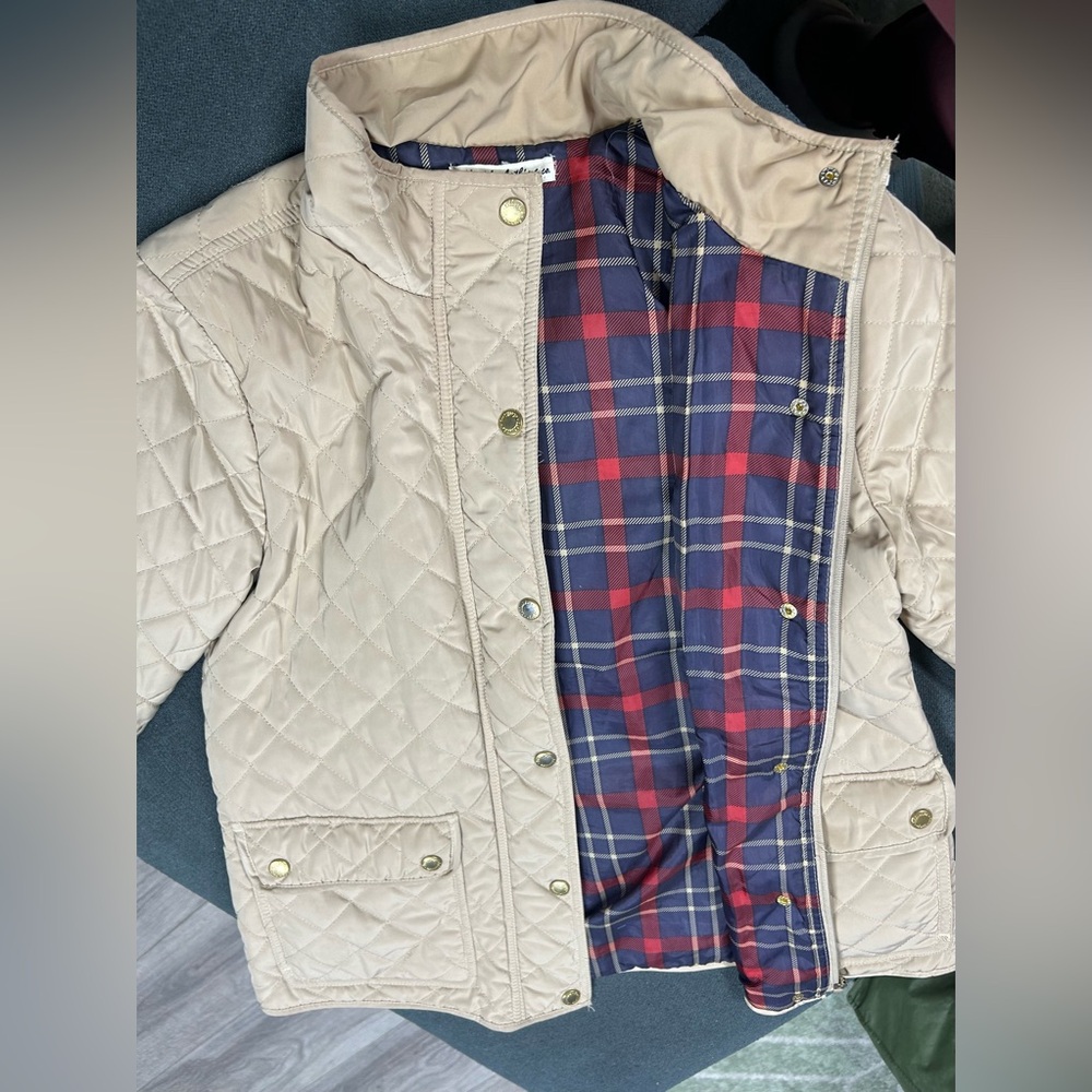 beige and plaid womens jacket